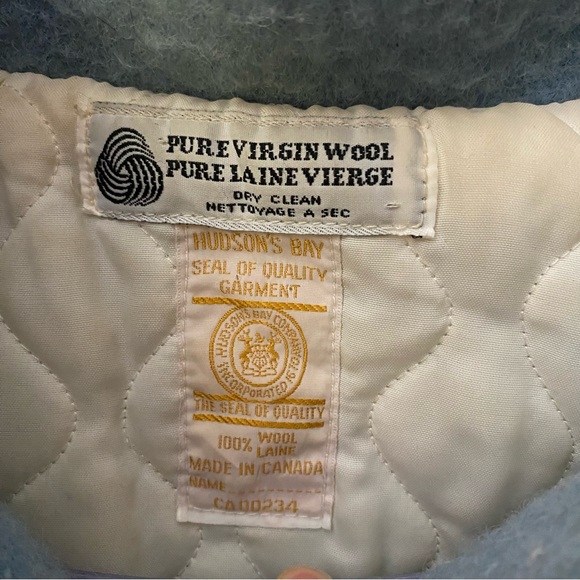 RARE Vintage 1980s Hudson's Bay 100% Wool Powder Blue Jacket - Picture 5 of 8